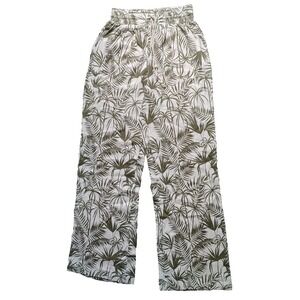 Classic Concepts LA Pants S Palm Leaf Print Linen Blend Elastic Waist NWT